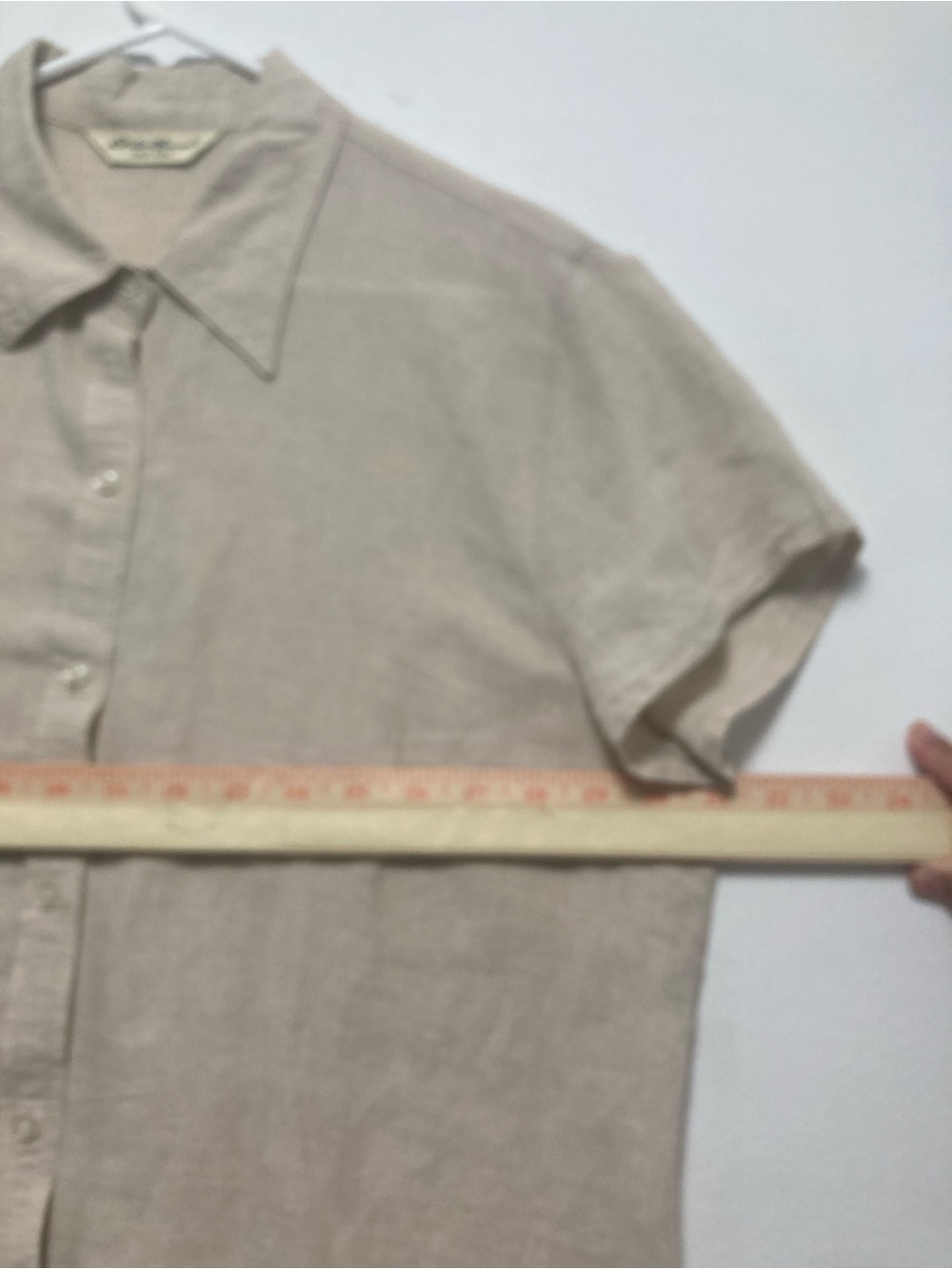 Eddie Bauer Vintage Linen Blend Short Sleeve Button Up Shirt Beige Size L Women' - Picture 7 of 16